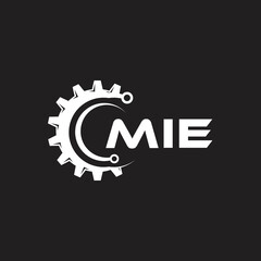 MIE letter technology logo design on black background. MIE creative initials letter IT logo concept. MIE setting shape design.
