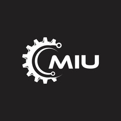 MIU letter technology logo design on black background. MIU creative initials letter IT logo concept. MIU setting shape design.
