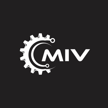 MIV letter technology logo design on black background. MIV creative initials letter IT logo concept. MIV setting shape design.
