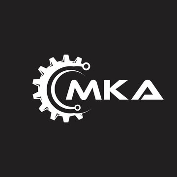 MKA letter technology logo design on black background. MKA creative initials letter IT logo concept. MKA setting shape design.
