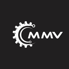 MMV letter technology logo design on black background. MMV creative initials letter IT logo concept. MMV setting shape design.
