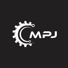 MPJ letter technology logo design on black background. MPJ creative initials letter IT logo concept. MPJ setting shape design.
