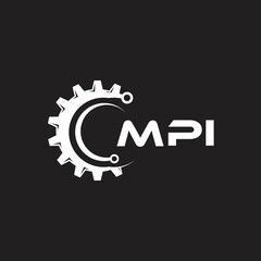 MPI letter technology logo design on black background. MPI creative initials letter IT logo concept. MPI setting shape design.

