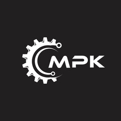 MPK letter technology logo design on black background. MPK creative initials letter IT logo concept. MPK setting shape design.
