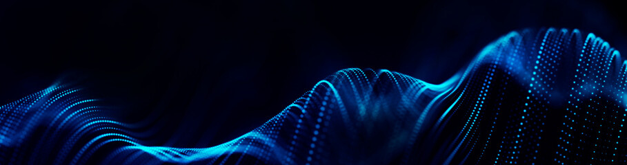 Abstract wave of connected hexagons. Futuristic polygonal background. Artificial intelligence. Big data technology. 3d rendering