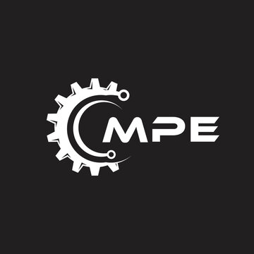 MPE letter technology logo design on black background. MPE creative initials letter IT logo concept. MPE setting shape design.
