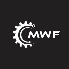 MWF letter technology logo design on black background. MWF creative initials letter IT logo concept. MWF setting shape design.
