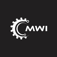 MWI letter technology logo design on black background. MWI creative initials letter IT logo concept. MWI setting shape design.
