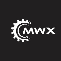MWX letter technology logo design on black background. MWX creative initials letter IT logo concept. MWX setting shape design.
