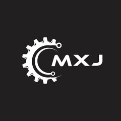 MXJ letter technology logo design on black background. MXJ creative initials letter IT logo concept. MXJ setting shape design.
