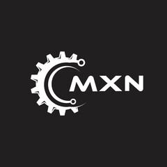 MXN letter technology logo design on black background. MXN creative initials letter IT logo concept. MXN setting shape design.
