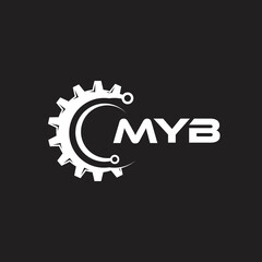 MYB letter technology logo design on black background. MYB creative initials letter IT logo concept. MYB setting shape design.
