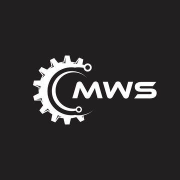 MWS letter technology logo design on black background. MWS creative initials letter IT logo concept. MWS setting shape design.
