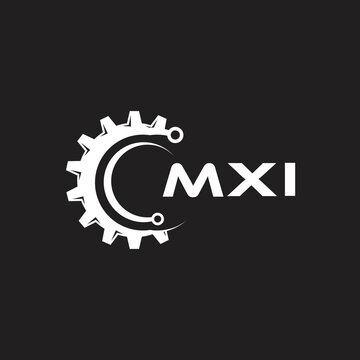 MXI letter technology logo design on black background. MXI creative initials letter IT logo concept. MXI setting shape design.
