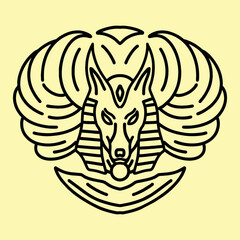 Anubis Mythology illustration Monoline Vector Logo, animal archeology vintage badge, creative emblem Design For Business