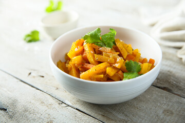 Homemade roasted pumpkin with fresh parsley