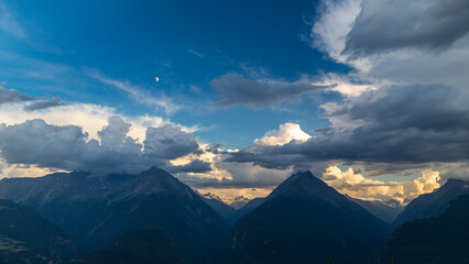 Stormy clouds over the mountains of Valle d'Aosta