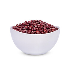 Red bean seeds in a white cup isolated on transparent background (.PNG)