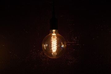 Light bulbs in retro style, electrical lamps, loft home interior