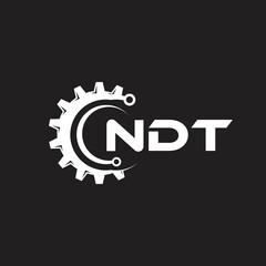 NDT letter technology logo design on black background. NDT creative initials letter IT logo concept. NDT setting shape design.
