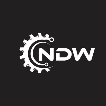 NDW letter technology logo design on black background. NDW creative initials letter IT logo concept. NDW setting shape design.
