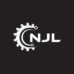 NJL letter technology logo design on black background. NJL creative initials letter IT logo concept. NJL setting shape design.
