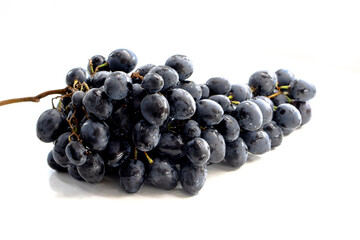black grapes isolated on white background. food concept