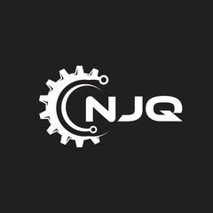 NJQ letter technology logo design on black background. NJQ creative initials letter IT logo concept. NJQ setting shape design.
