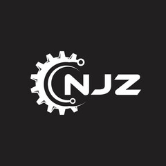 NJZ letter technology logo design on black background. NJZ creative initials letter IT logo concept. NJZ setting shape design.
