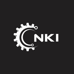 NKI letter technology logo design on black background. NKI creative initials letter IT logo concept. NKI setting shape design.
