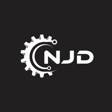 NJD letter technology logo design on black background. NJD creative initials letter IT logo concept. NJD setting shape design.
