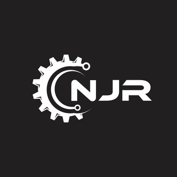 NJR letter technology logo design on black background. NJR creative initials letter IT logo concept. NJR setting shape design.
