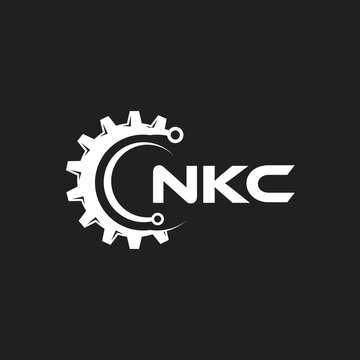 NKC letter technology logo design on black background. NKC creative initials letter IT logo concept. NKC setting shape design.
