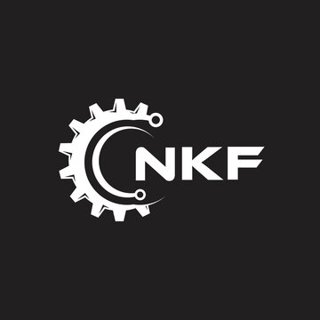 NKF letter technology logo design on black background. NKF creative initials letter IT logo concept. NKF setting shape design.
