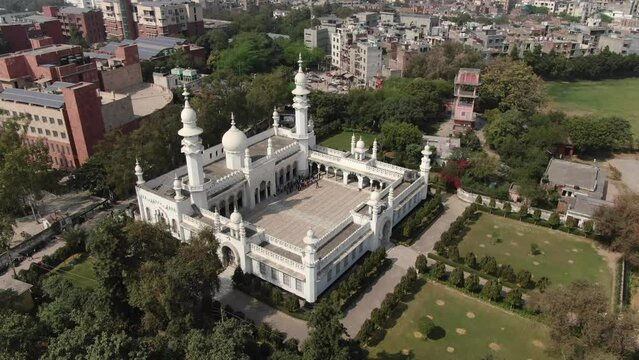 An Aerial Shot of Jamia Millia Islamia Central Mosque at New Delhi,India