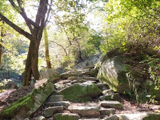 stone stairs in the mountains - hiking in the Korean mountains - Dobongsan - Bukhansan - Mangwolsa Temple