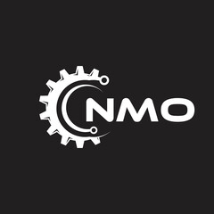 NMO letter technology logo design on black background. NMO creative initials letter IT logo concept. NMO setting shape design.
