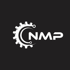 NMP letter technology logo design on black background. NMP creative initials letter IT logo concept. NMP setting shape design.
