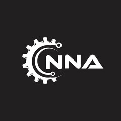 NNA letter technology logo design on black background. NNA creative initials letter IT logo concept. NNA setting shape design.
