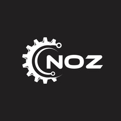 NOZ letter technology logo design on black background. NOZ creative initials letter IT logo concept. NOZ setting shape design.
