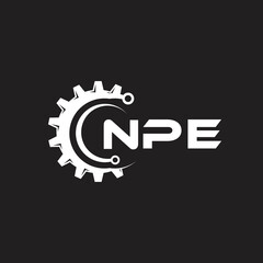 NPE letter technology logo design on black background. NPE creative initials letter IT logo concept. NPE setting shape design.
