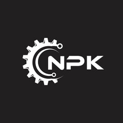 NPK letter technology logo design on black background. NPK creative initials letter IT logo concept. NPK setting shape design.
