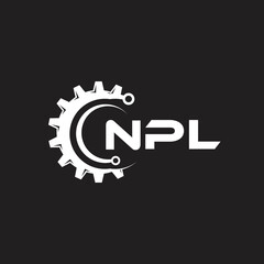 NPL letter technology logo design on black background. NPL creative initials letter IT logo concept. NPL setting shape design.
