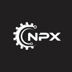 NPX letter technology logo design on black background. NPX creative initials letter IT logo concept. NPX setting shape design.
