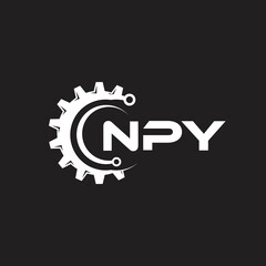 NPY letter technology logo design on black background. NPY creative initials letter IT logo concept. NPY setting shape design.
