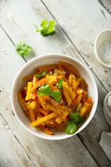 Homemade roasted pumpkin with fresh parsley