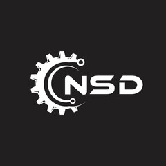 NSD letter technology logo design on black background. NSD creative initials letter IT logo concept. NSD setting shape design.
