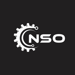 NSO letter technology logo design on black background. NSO creative initials letter IT logo concept. NSO setting shape design.
