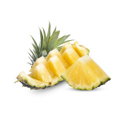 Fresh pineapple with leaves isolated on transparent background (.PNG)