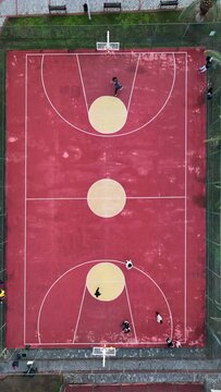 Vertical Video Basketball court Aerial View